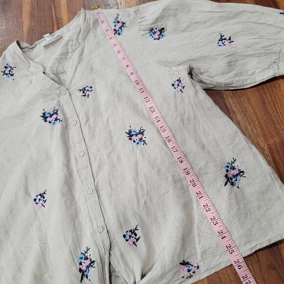 Charter Club Luxery Linen Tie Front Button Up Shirt Size XXL - Picture 9 of 9